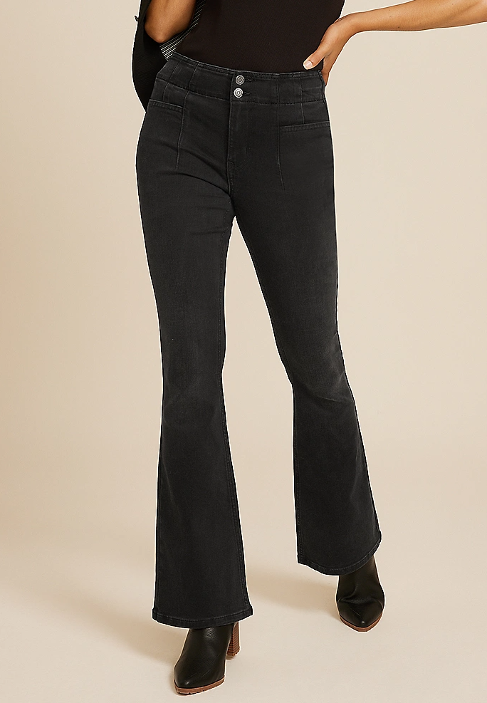 Black High Rise Flare Jean