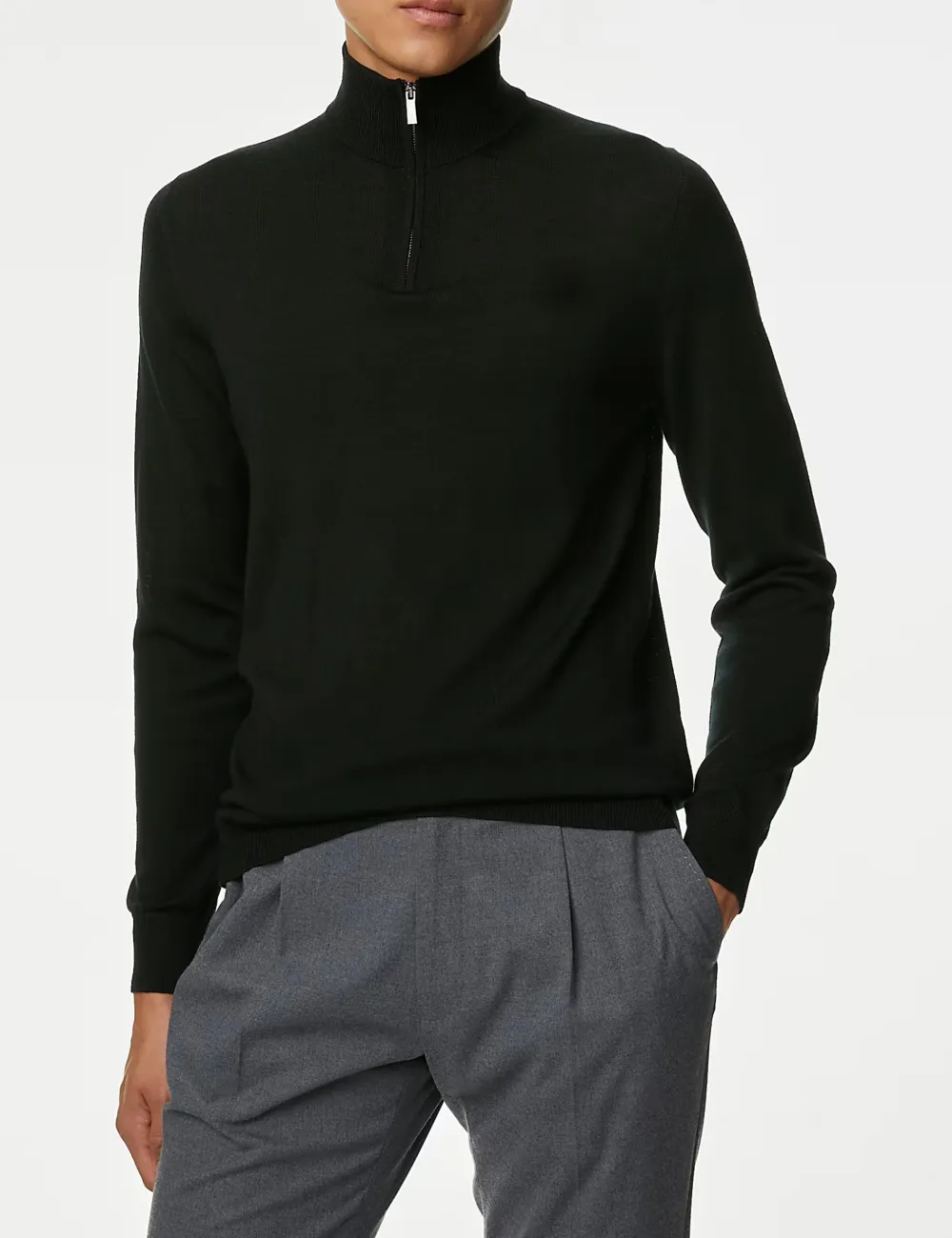 Pure Extra Fine Merino Wool Half Zip Jumper