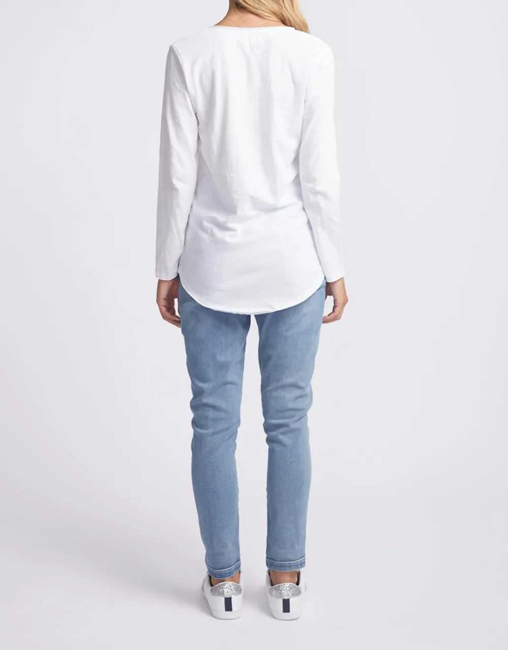 Original Round Neck Long Sleeve T-Shirt - White