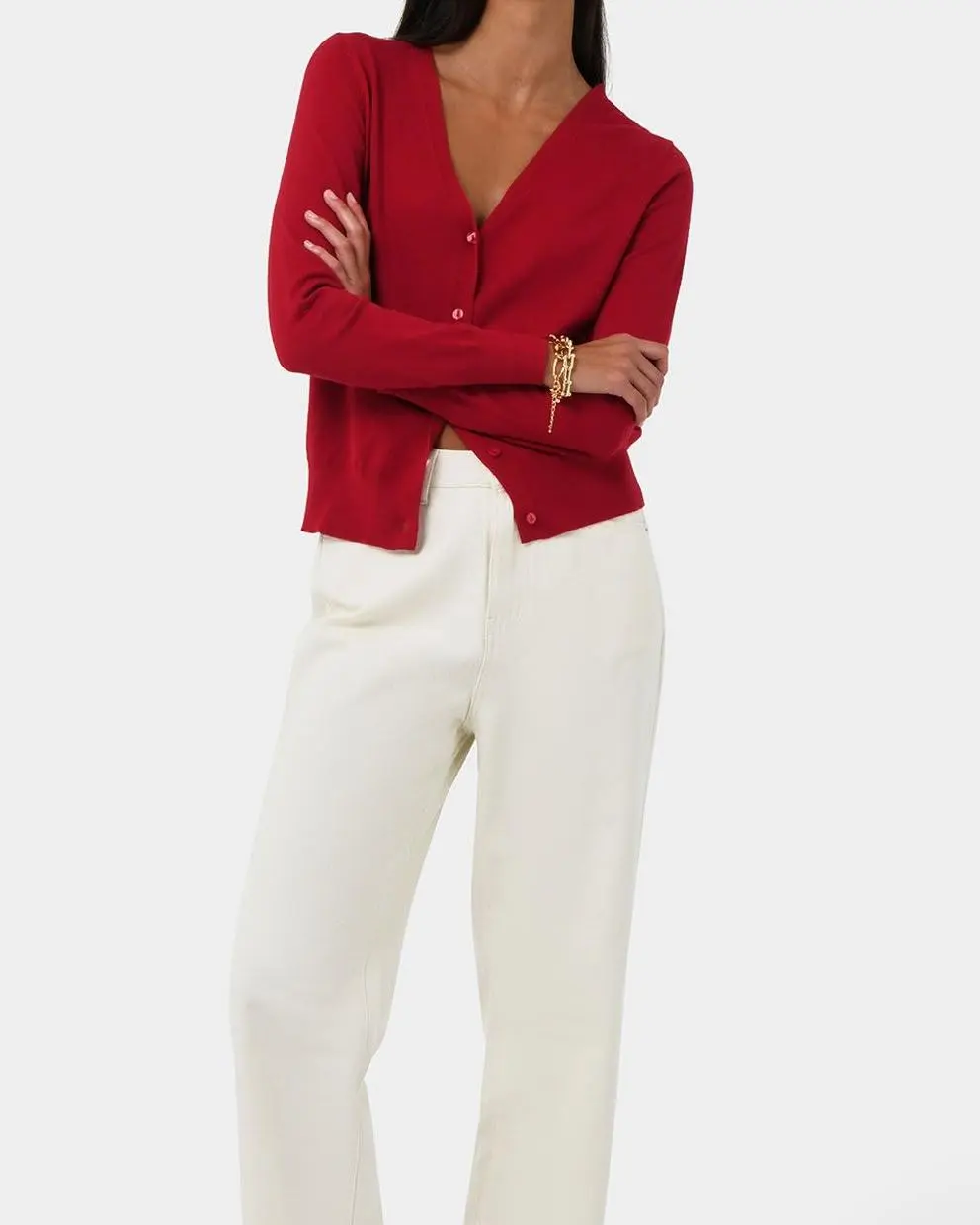 Full Sleeves V-neck Knit Cardigan