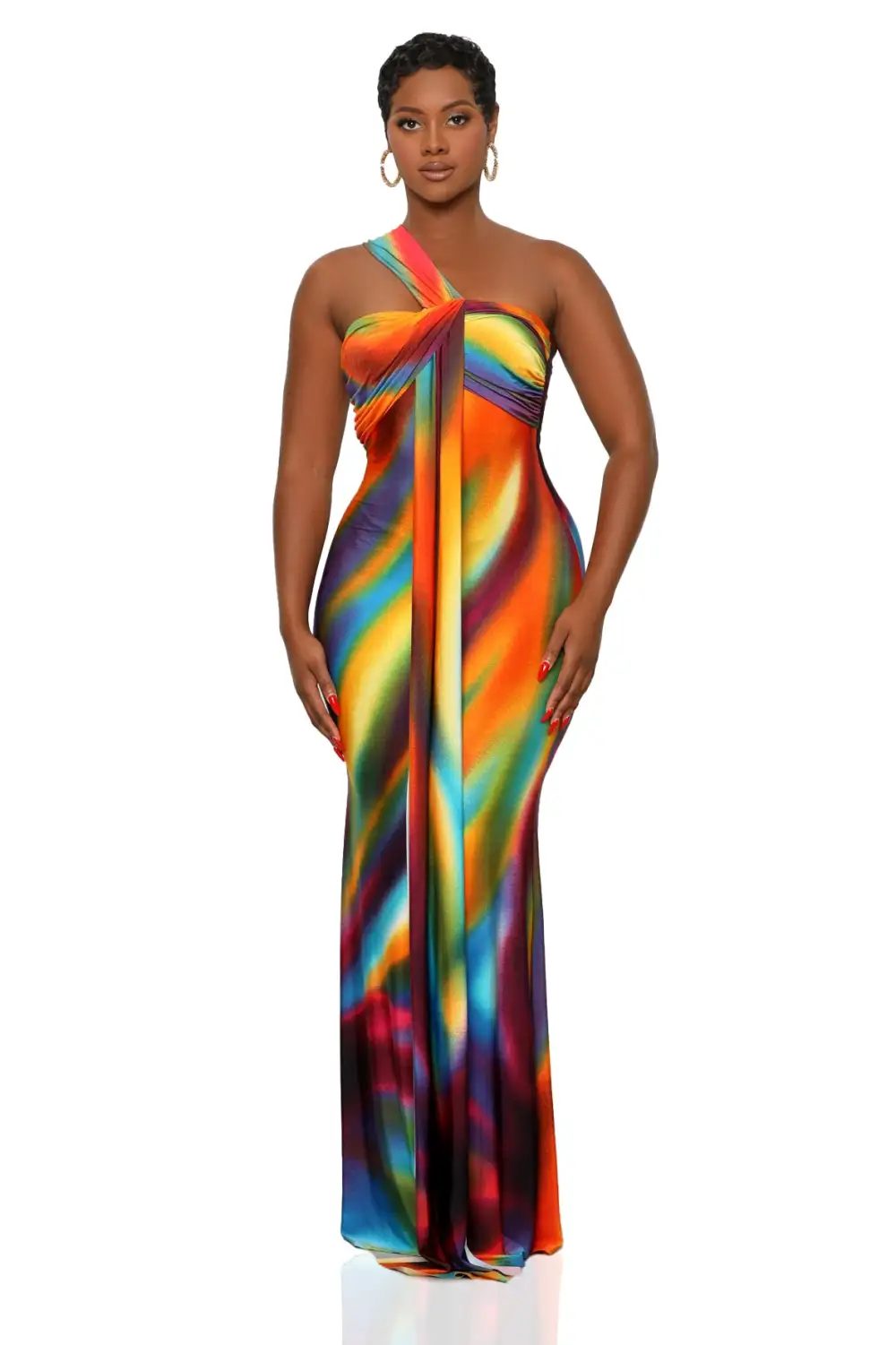 Warm Horizons One Shoulder Maxi Dress