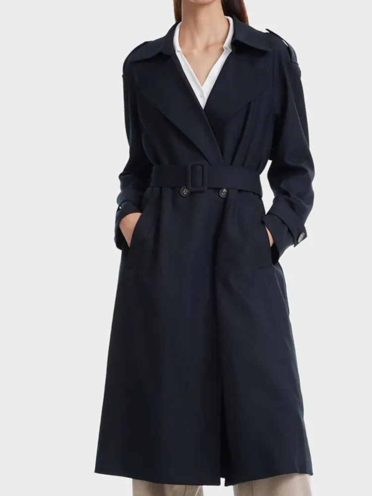 Worsted Woolen Double-Breasted Trench Coat