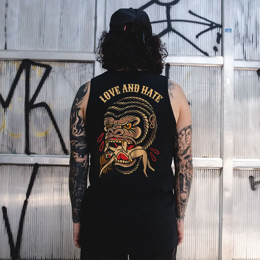 Love And Hate Print Men's Vest