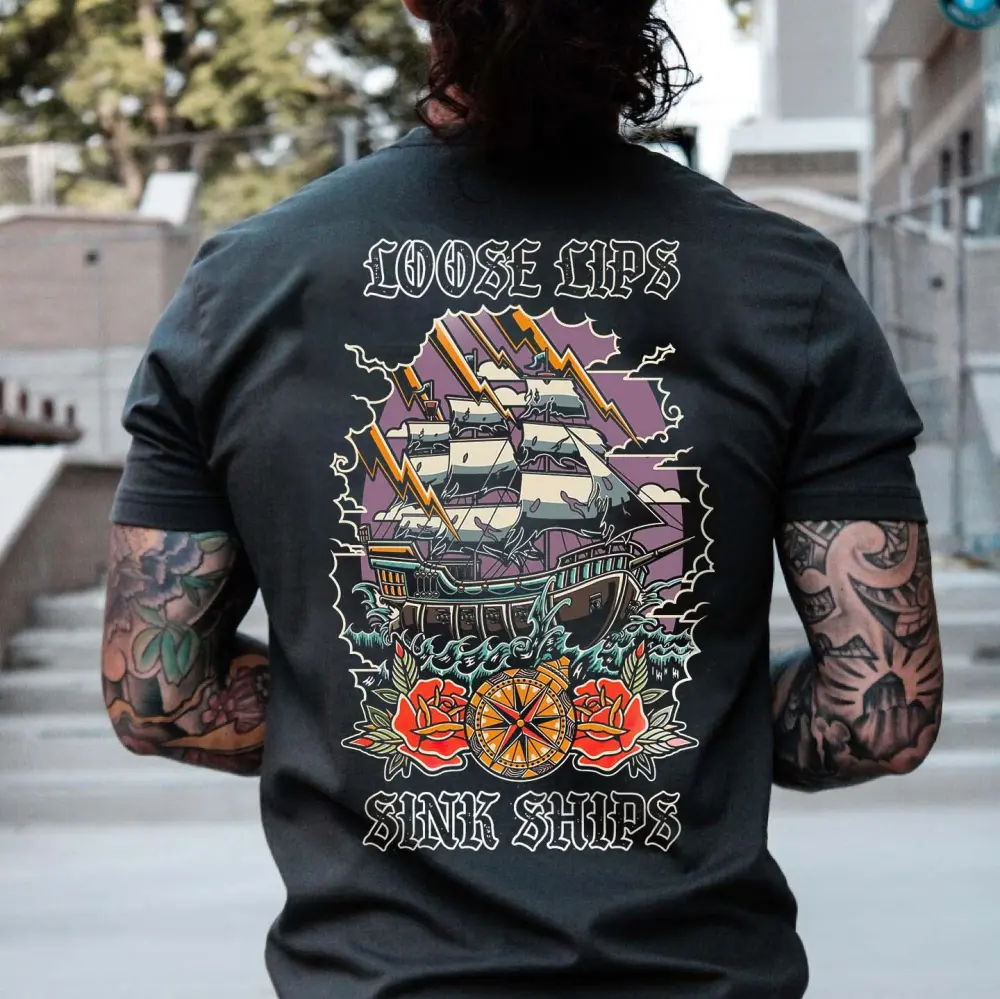 Loose Lips Sink Ships Printed Men's T-Shirt