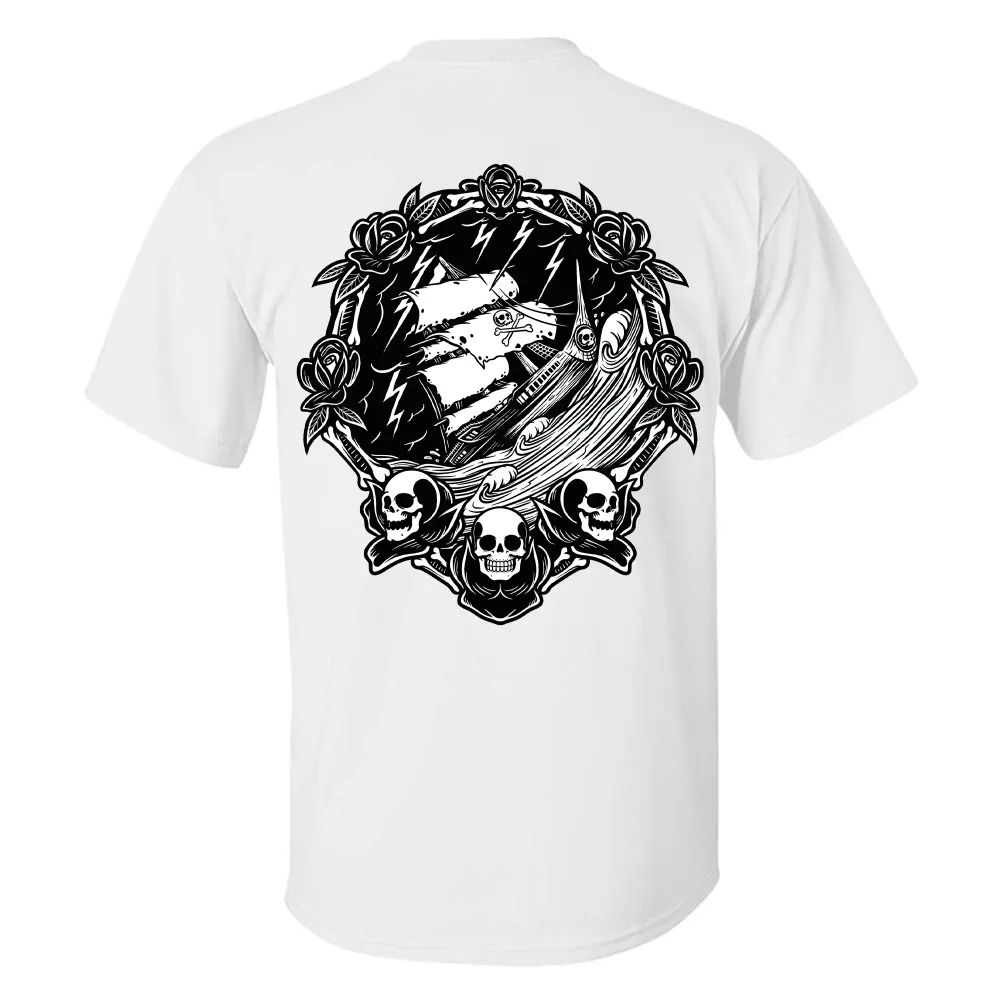 Skeleton Ship Sails Printed Men's T-shirt
