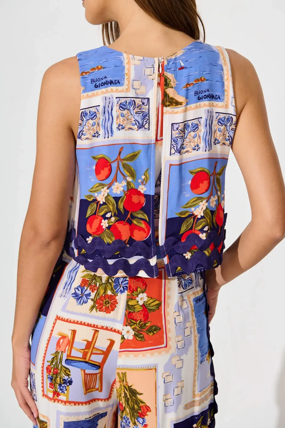 Colorful Patchwork Sleeveless Wide Leg Jumpsuit