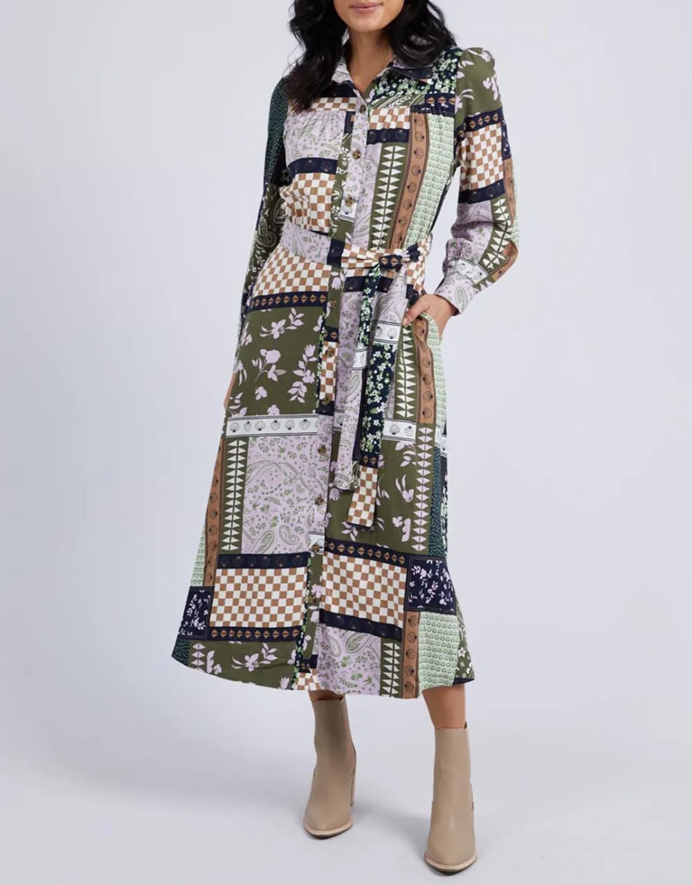 Vetiver Patchwork Dress - Patchwork Print