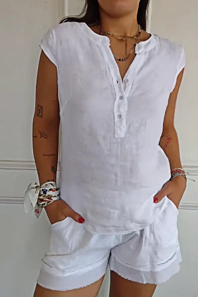 Women's cotton and linen casual top
