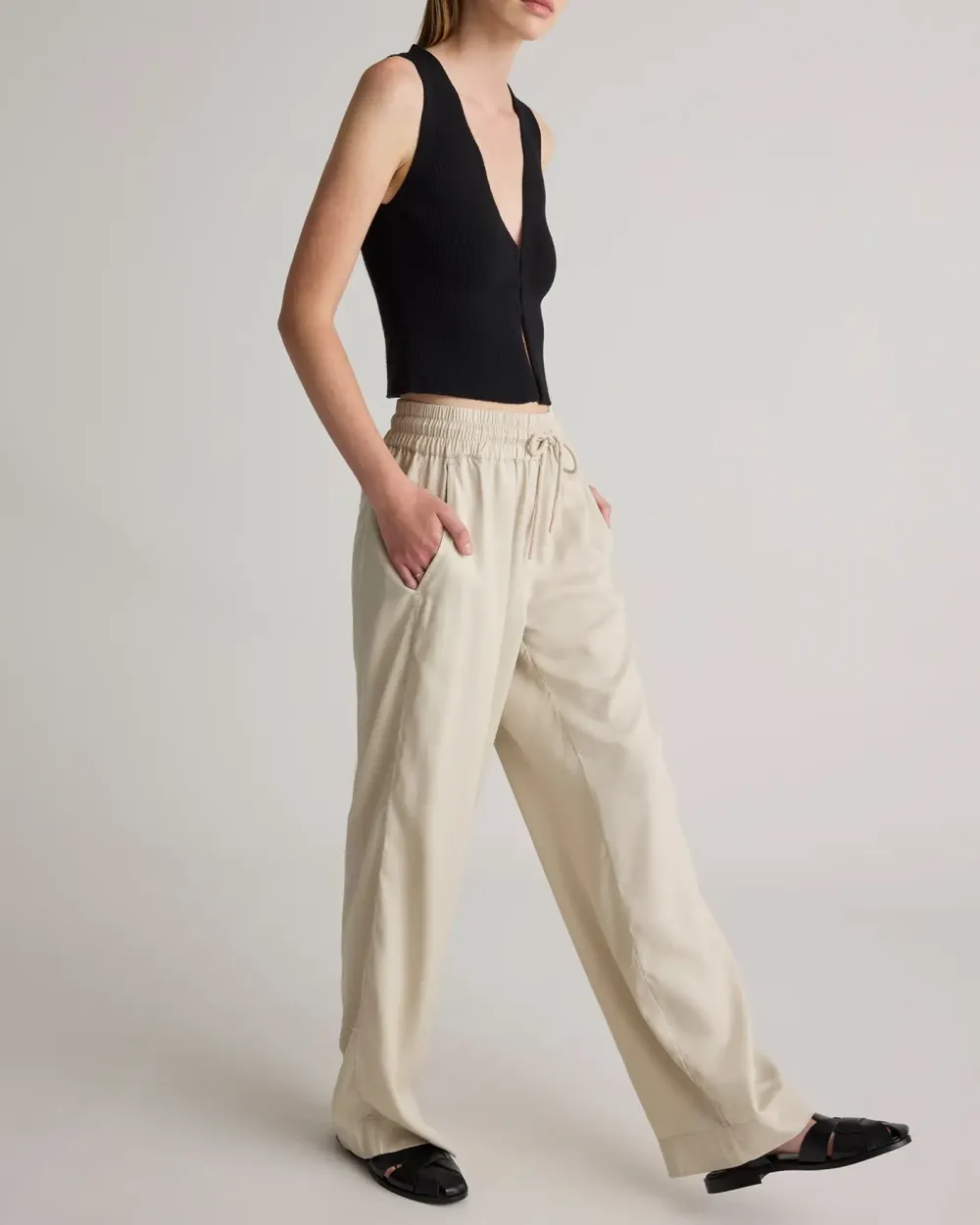 Vintage Wash Tencel Wide Leg Pants