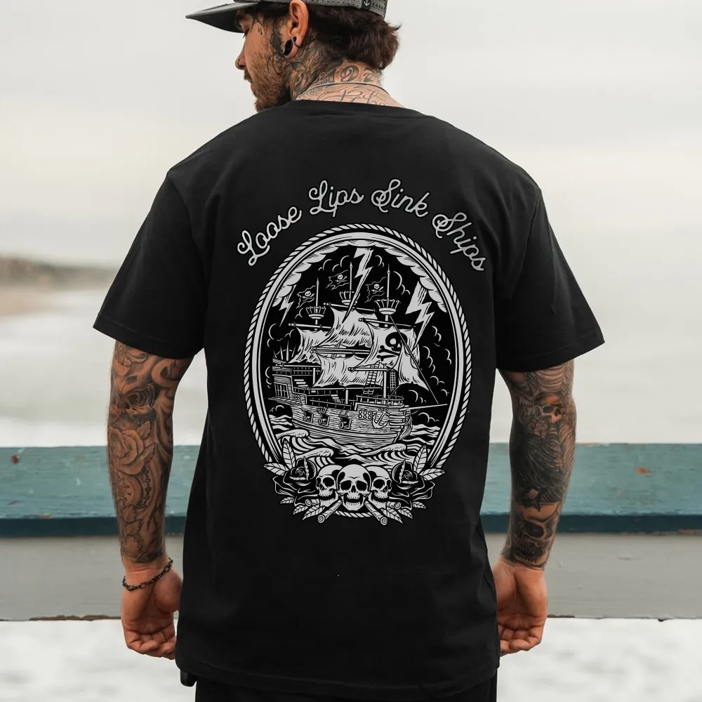 Loose Lips Link Ships Printed Men's T-shirt