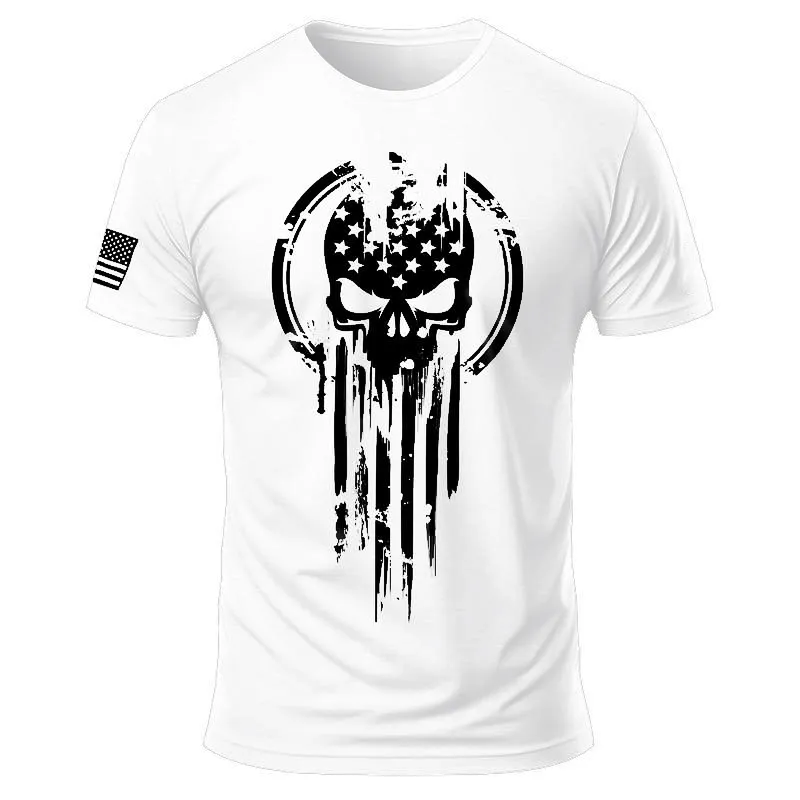 American Soldier T-Shirt - Casual Crew Collar, Short Sleeves, Lightweight Cotton Shirt, Suitable For All Seasons - Men'S Wear, Top