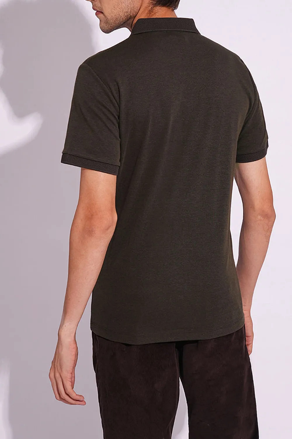 Brown Organic Cotton Zipped Polo