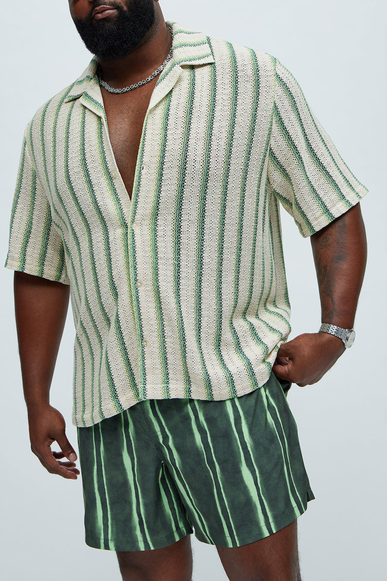 Peyton Textured Shirt - Green/combo