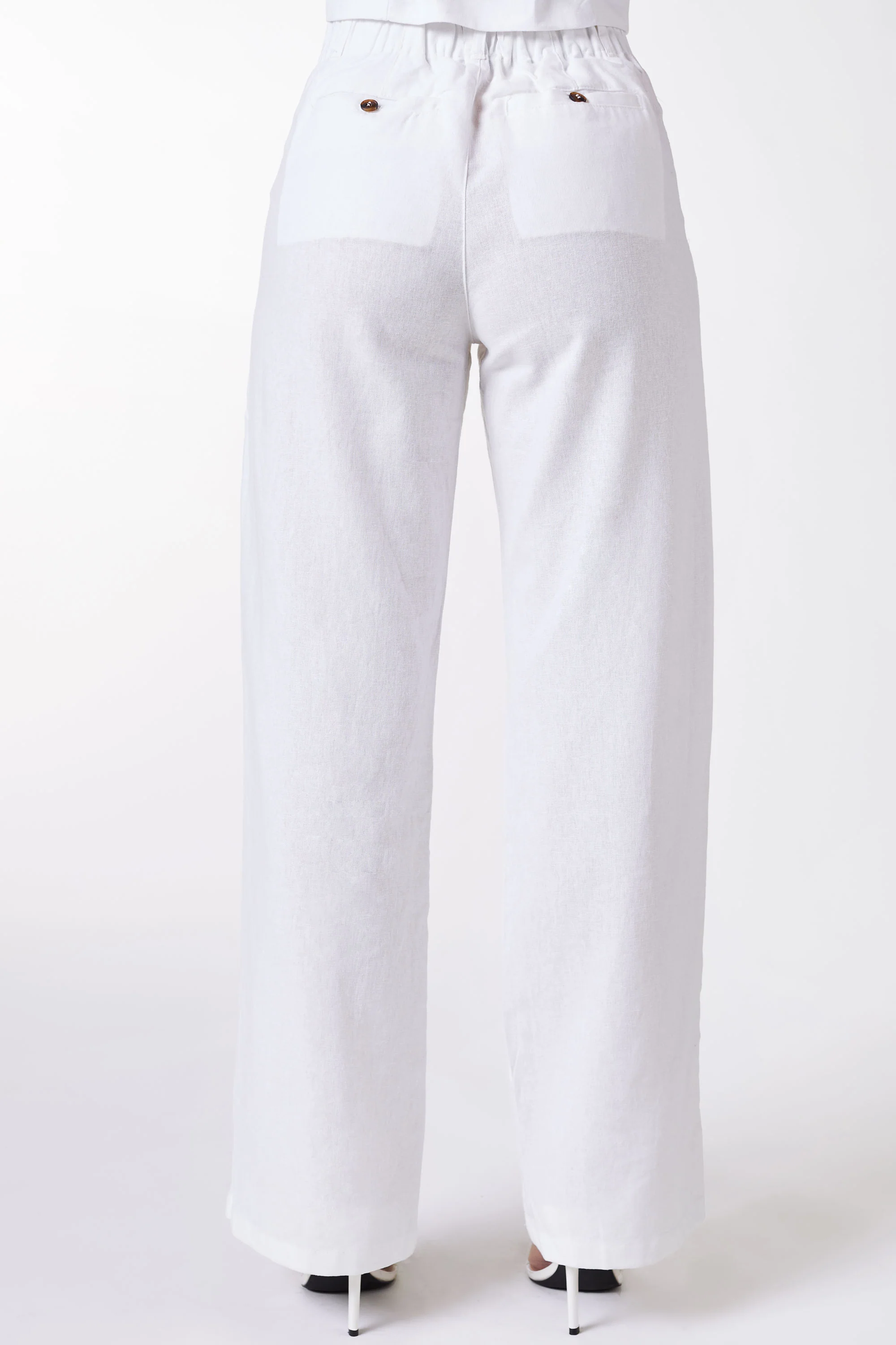 White Linen Straight Leg Pants