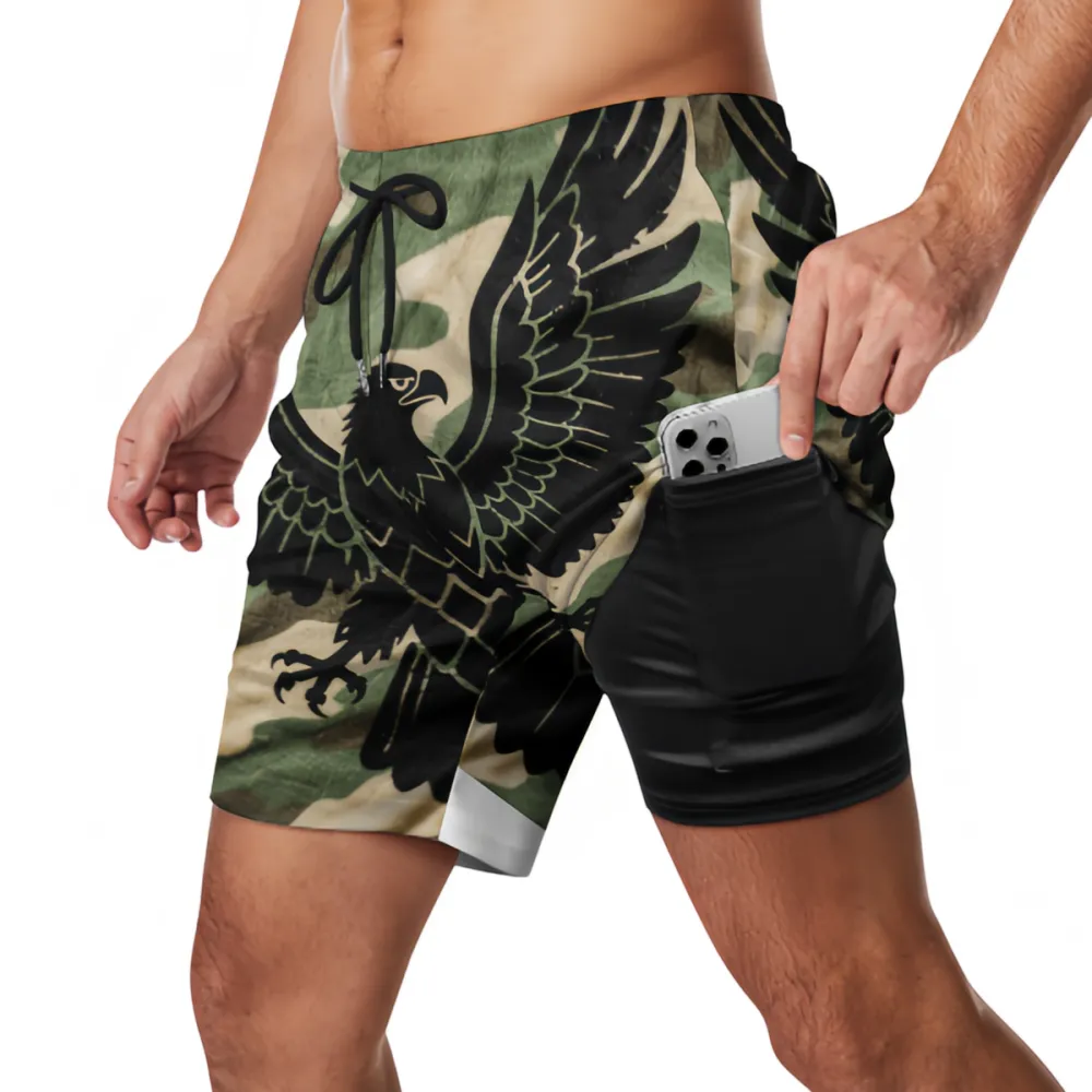 Black Eagle Camouflage Sports Board Shorts