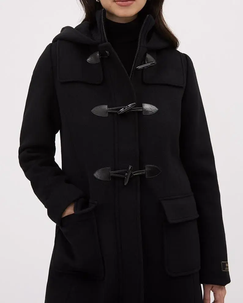 Hooded Wool Coat With Toggle Closure