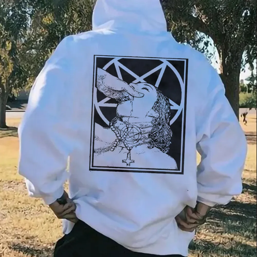 Satanic Nun Printed Oversized Men's Hoodie