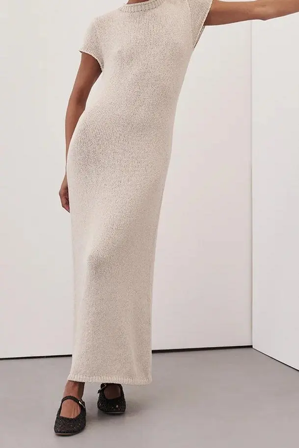 LEO CHALK KNIT MIDI DRESS