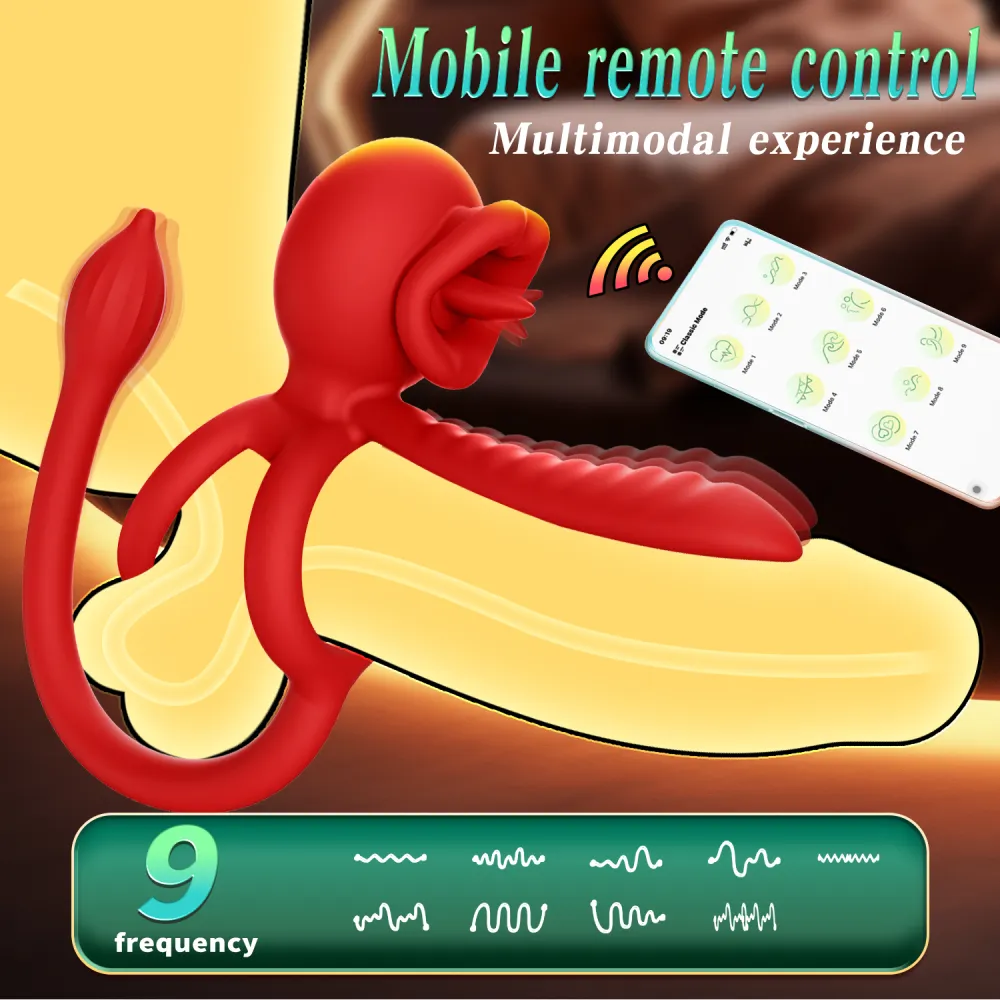 Cock Ring Penis Ring Vibrator Two Point Earthquake 9 vibrating tongue licking penis Longer Harder Stronger Erection