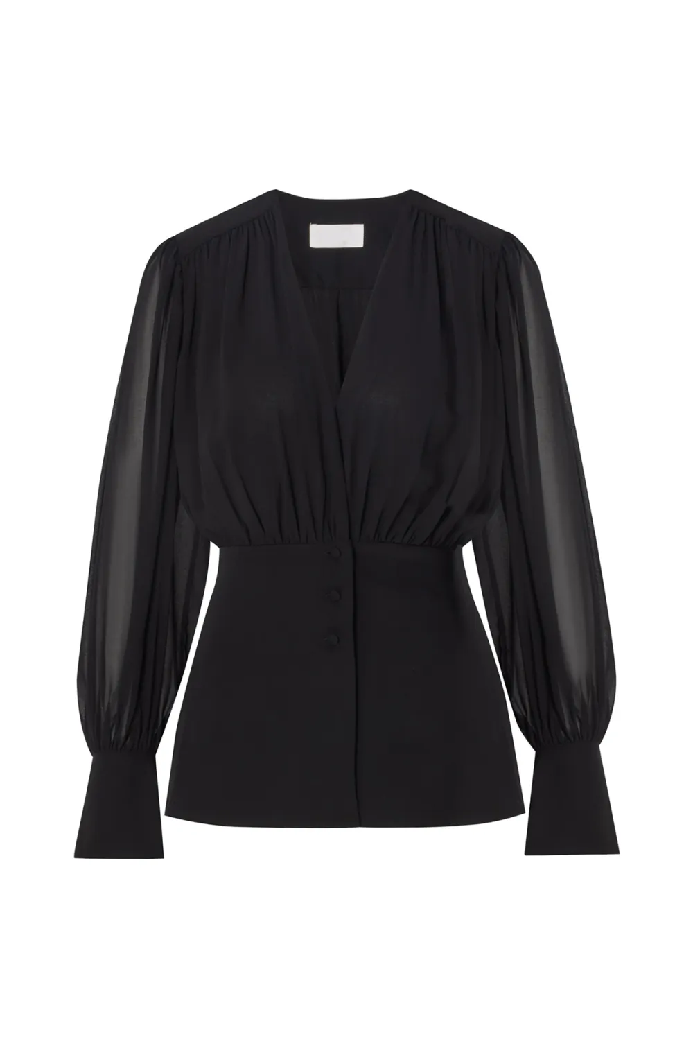 V Neck Puff Sleeve Blouse