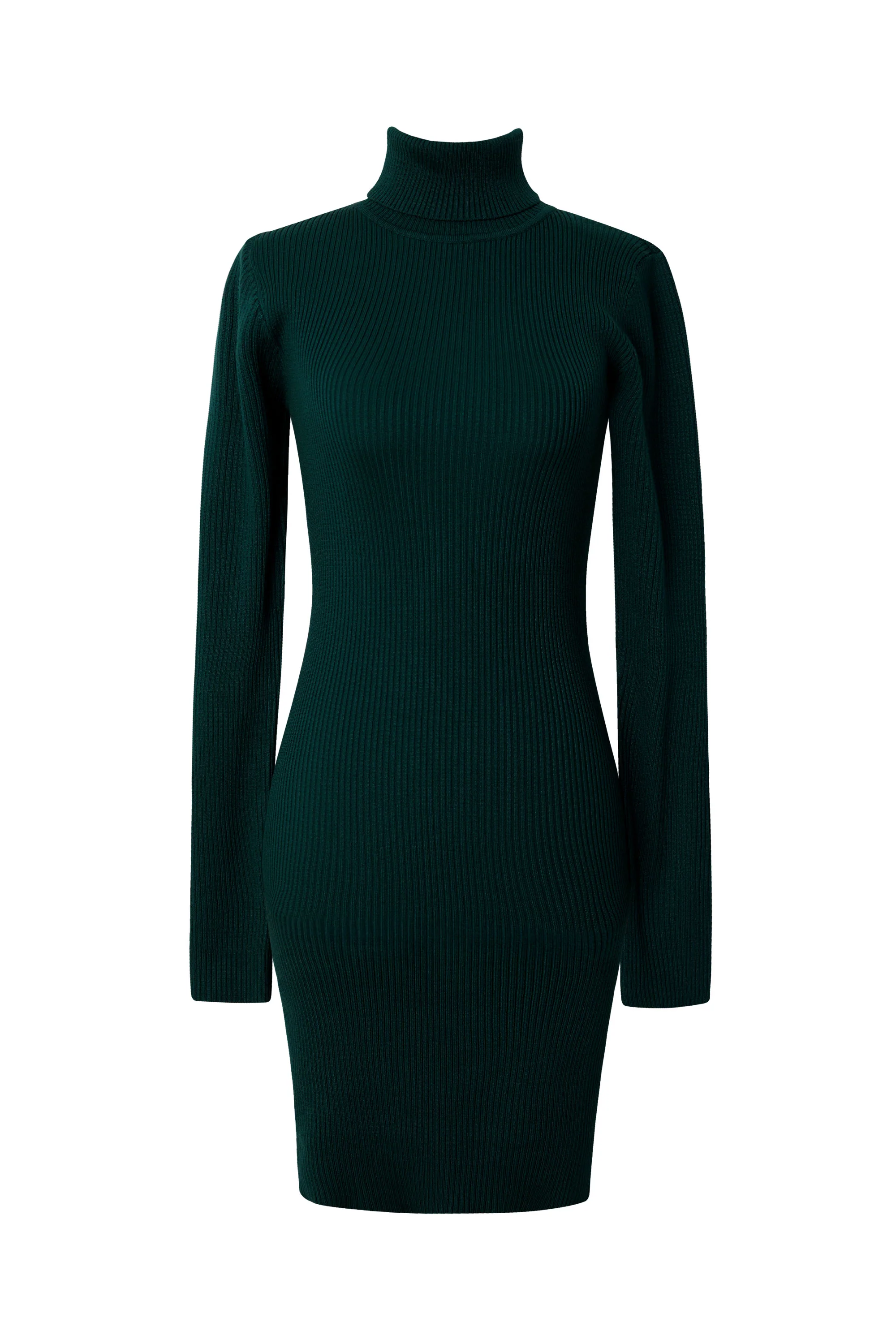 Dark Green Turtleneck Mini Dress