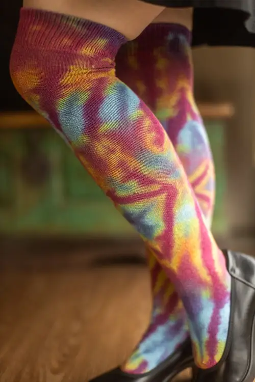 O Tie Dye Knee Socks