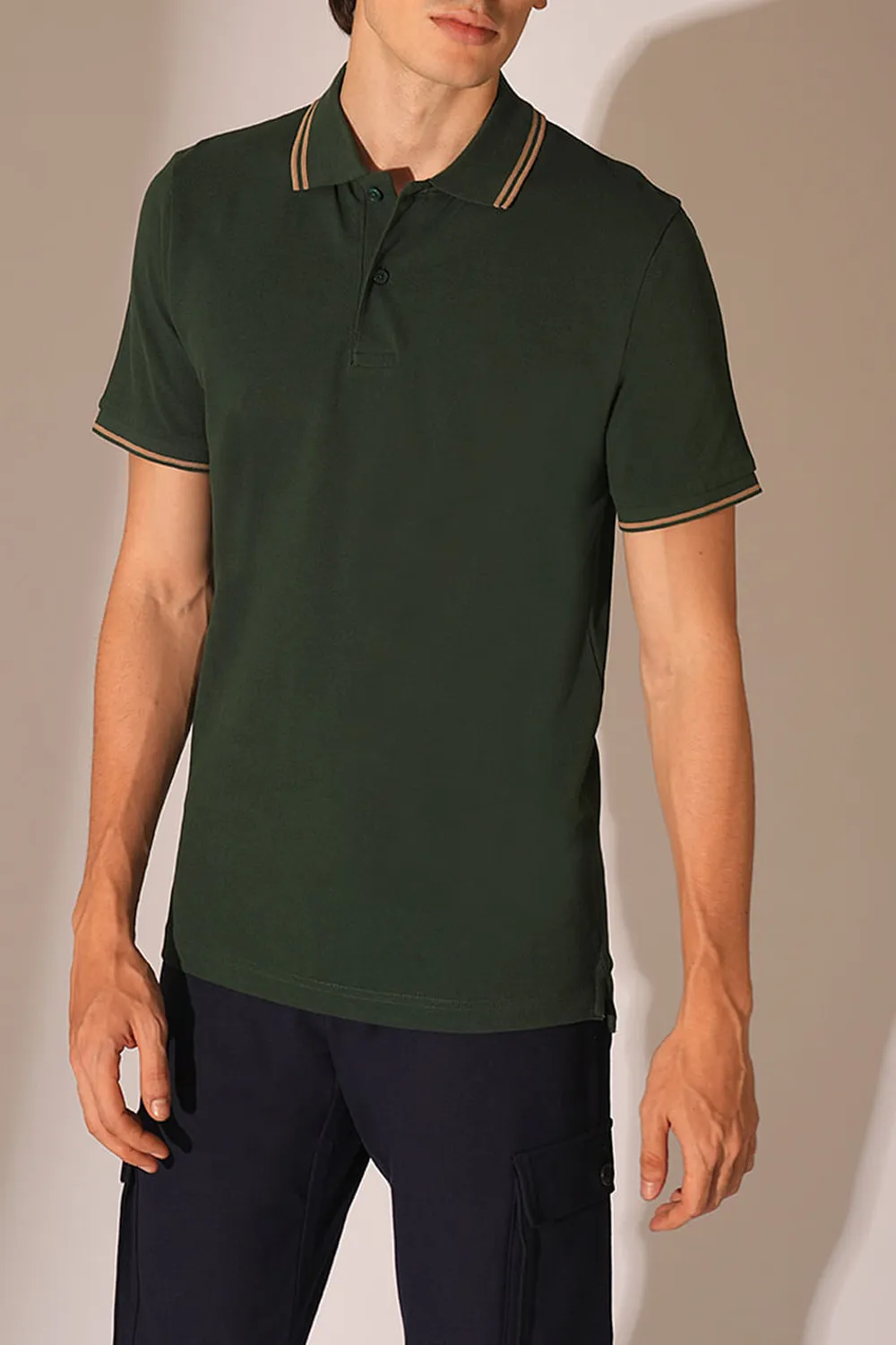 Green Embroidered Organic Cotton Polo