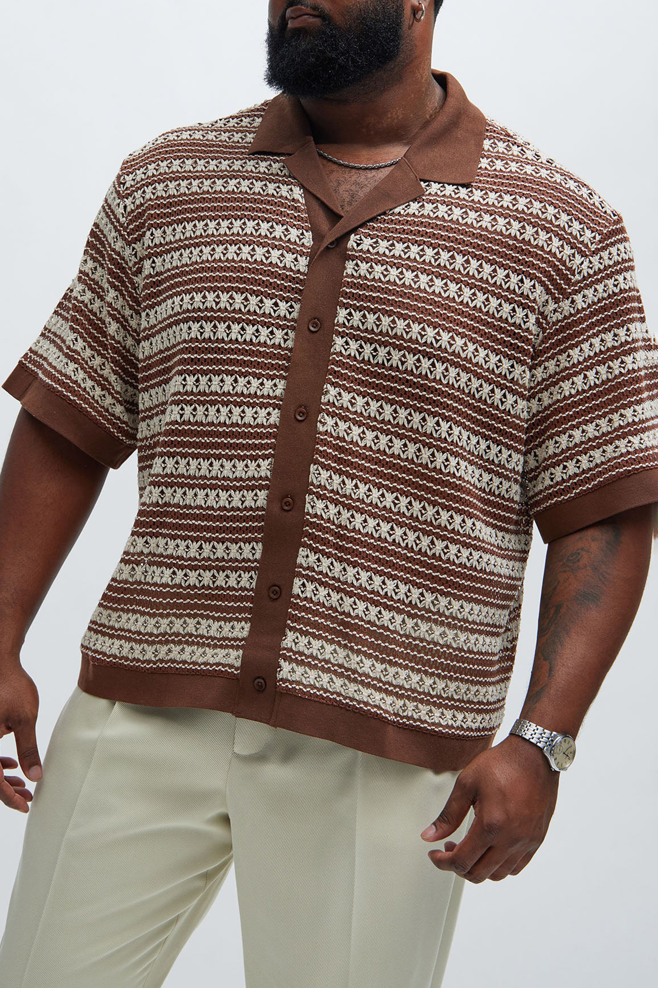 Mario Textured Shirt - Brown/combo