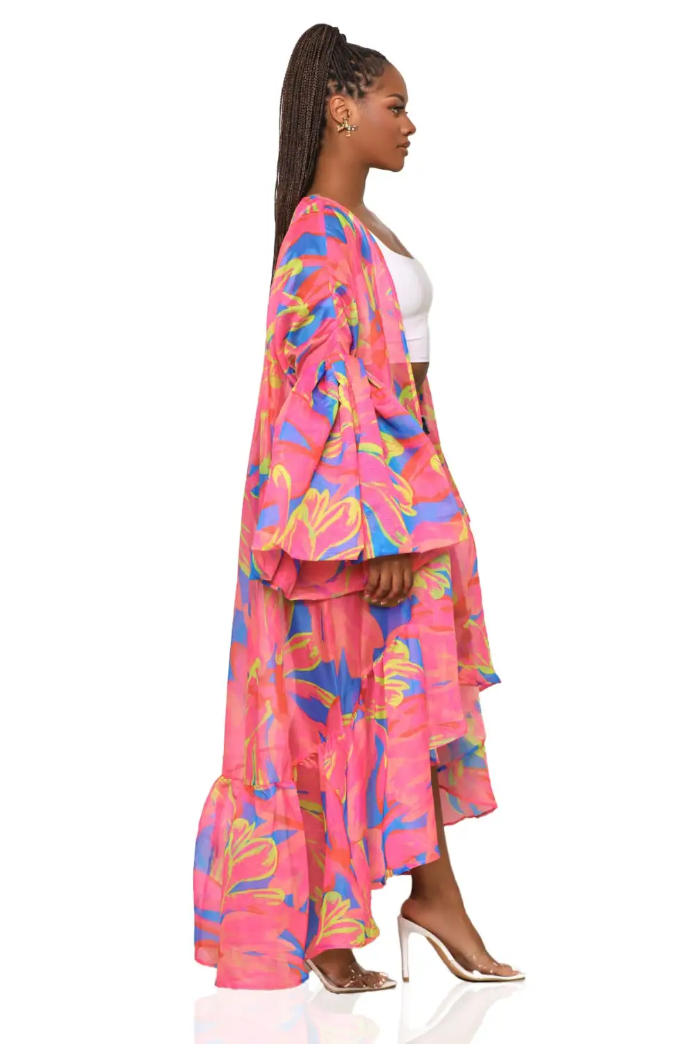 Flower Child Organza Kimono (Pink Multi)