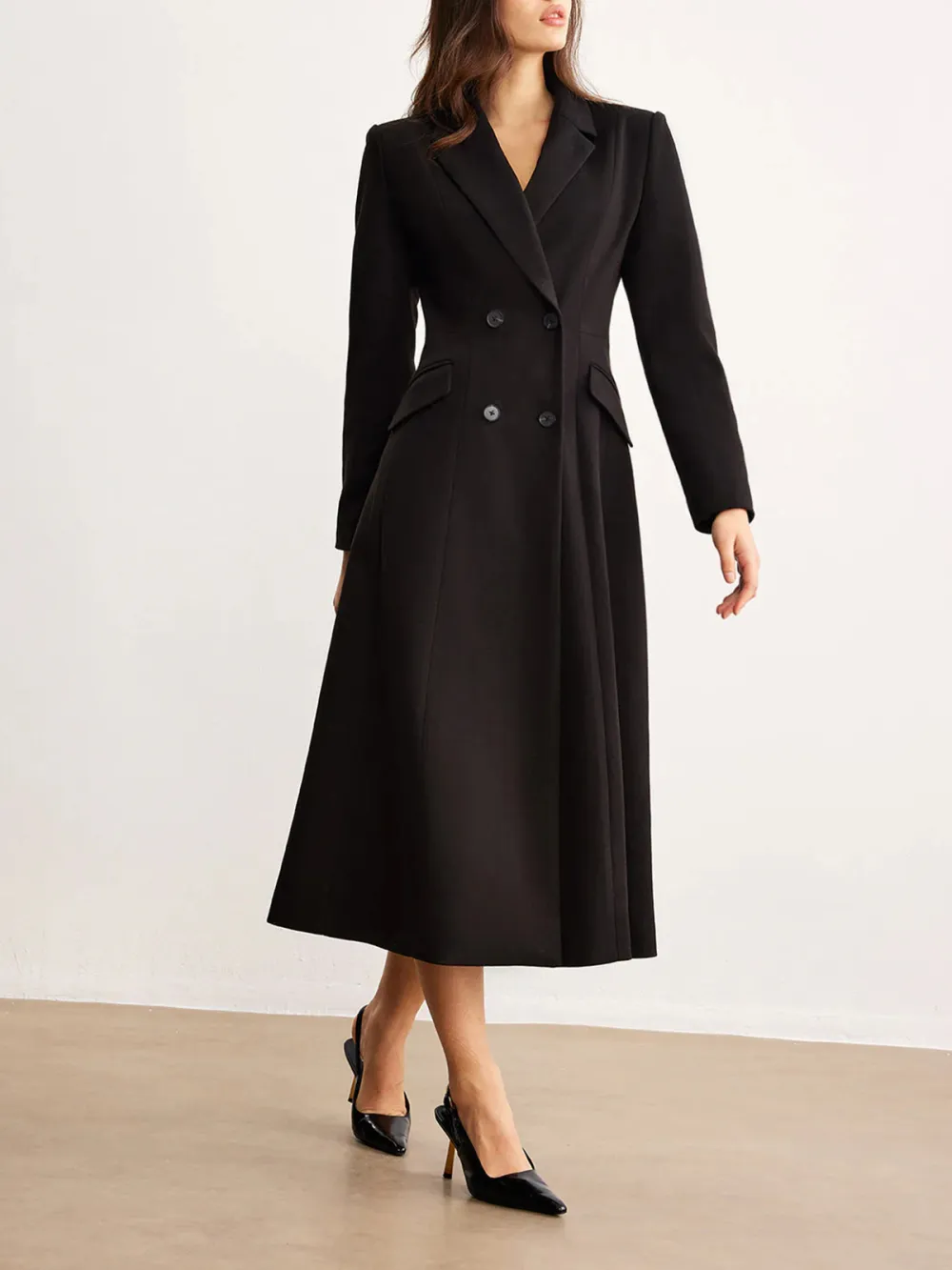 Plain Button Up Long Blazer