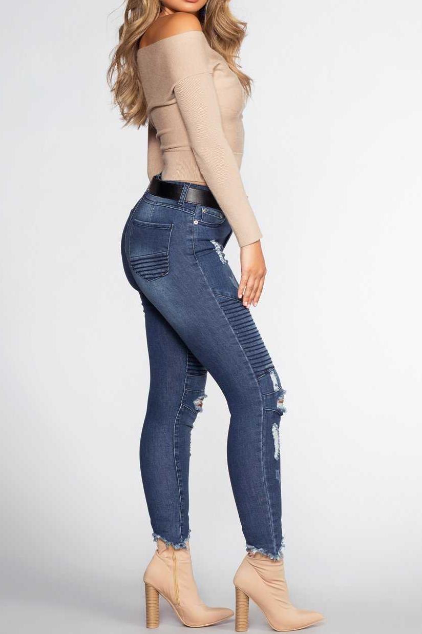 Chic Moto Distressed Skinny Jeans