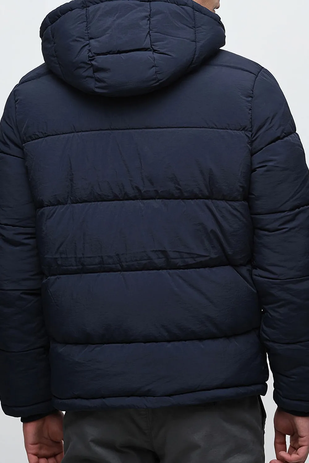 Green Hooded High-Neck Puffer Jacket