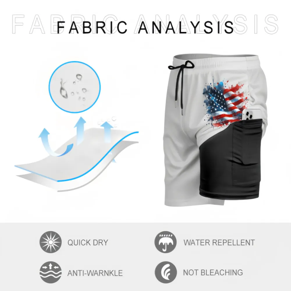American Flag Watercolor Style Sports Breathable Beach Shorts