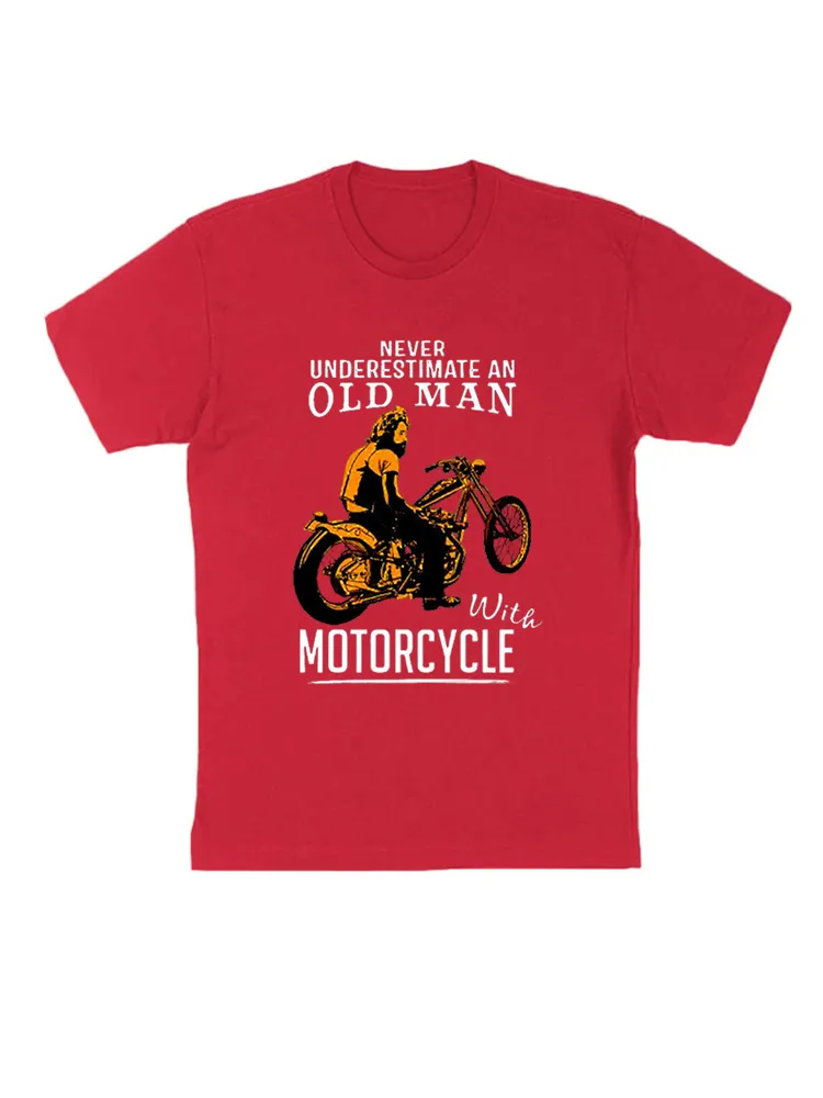 Men'S Motorcycle Print Crew Neck Short Sleeve T-Shirt