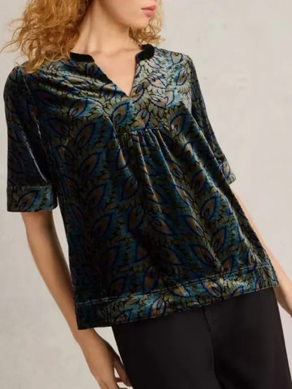 Ash Printed Velvet Top