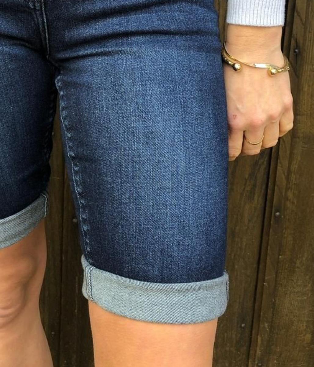 Dark Denim Knee Length Shorts