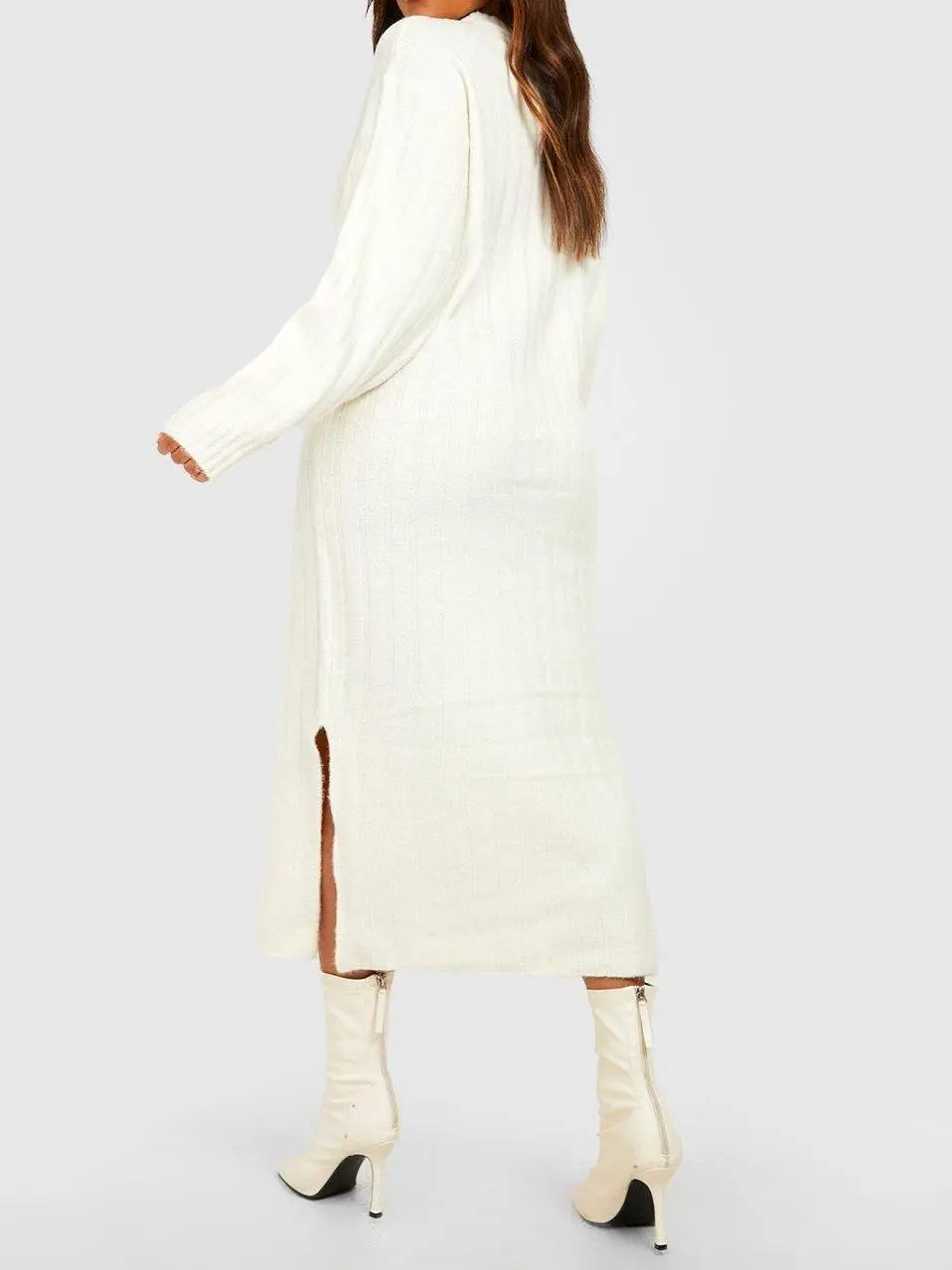 CHUNKY RIB SOFT KNITTED MIDI DRESS