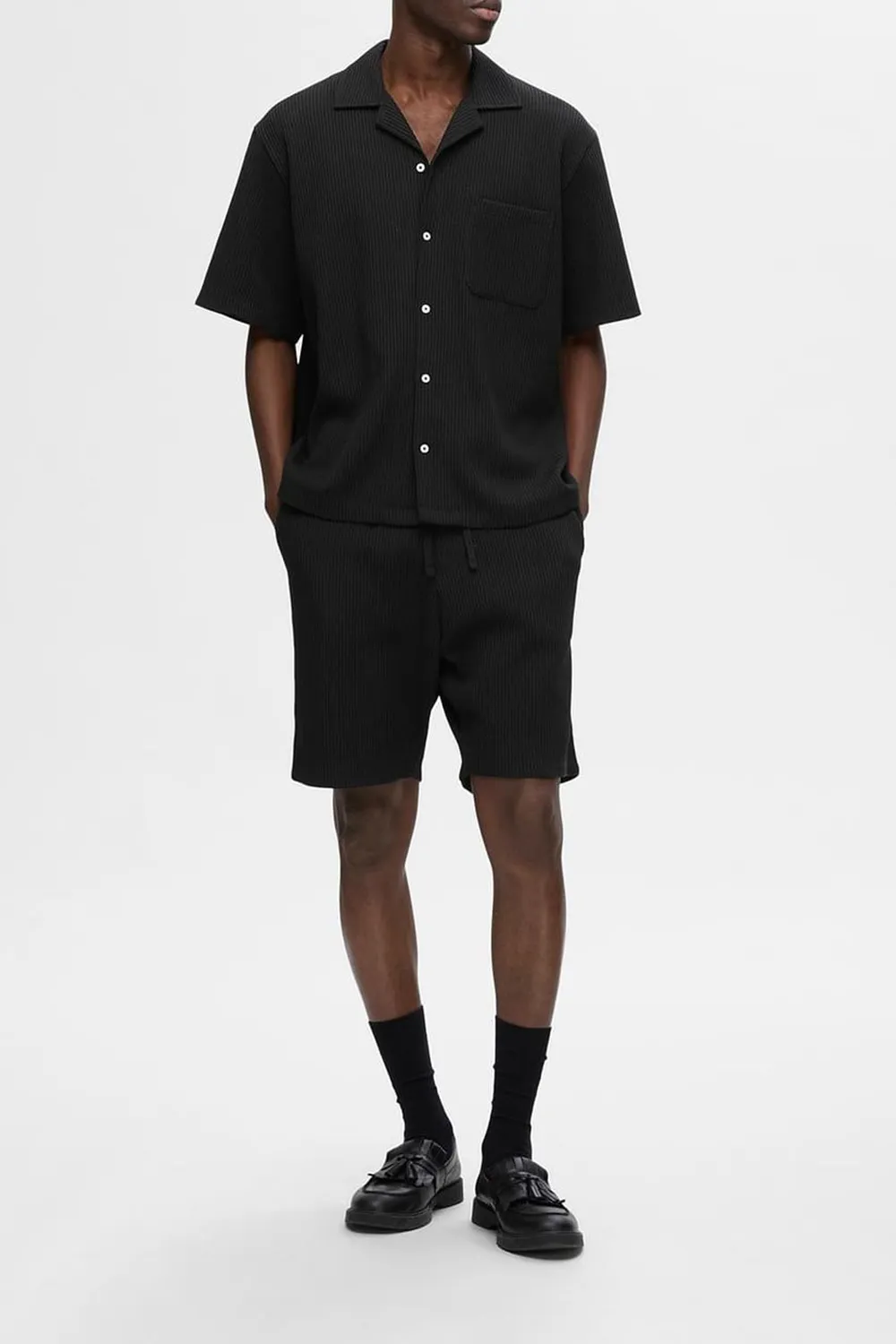 Off-White Waffle Textured Co-ord Set Shorts