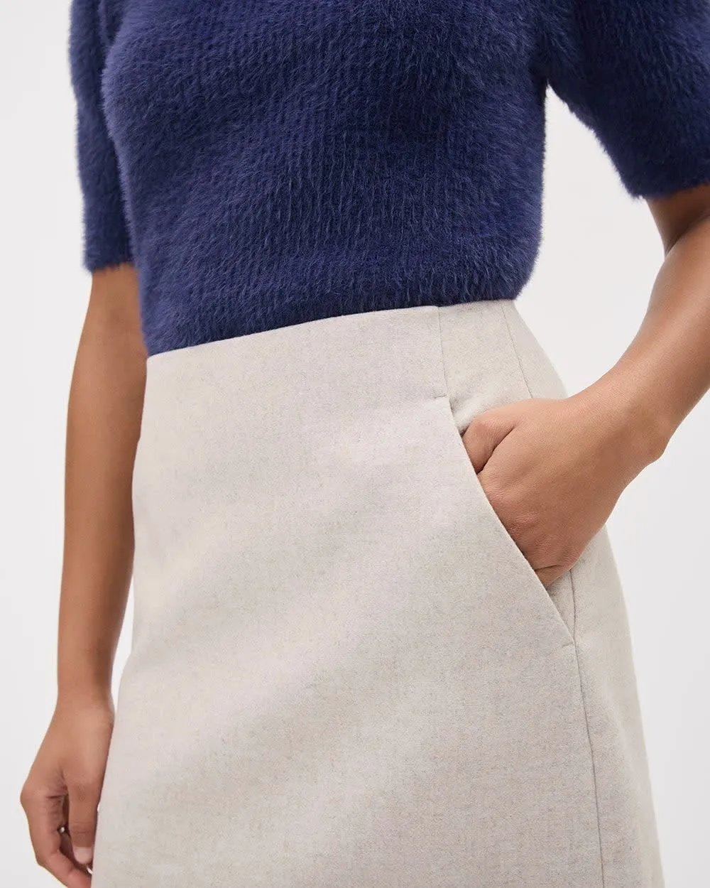 Wool-Blend A-Line Mini Skirt With Pockets