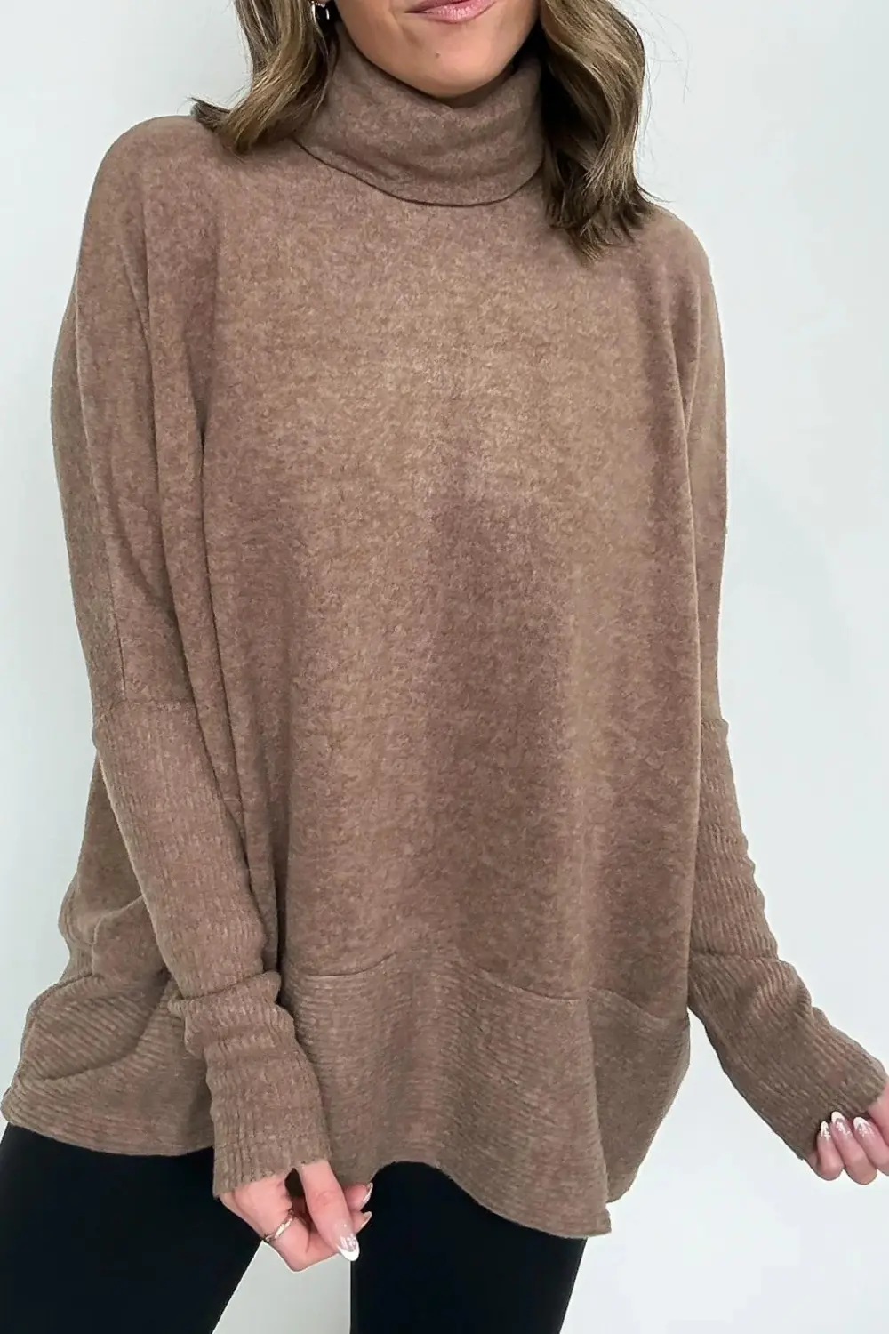 Turtleneck Melange Knit Sweater