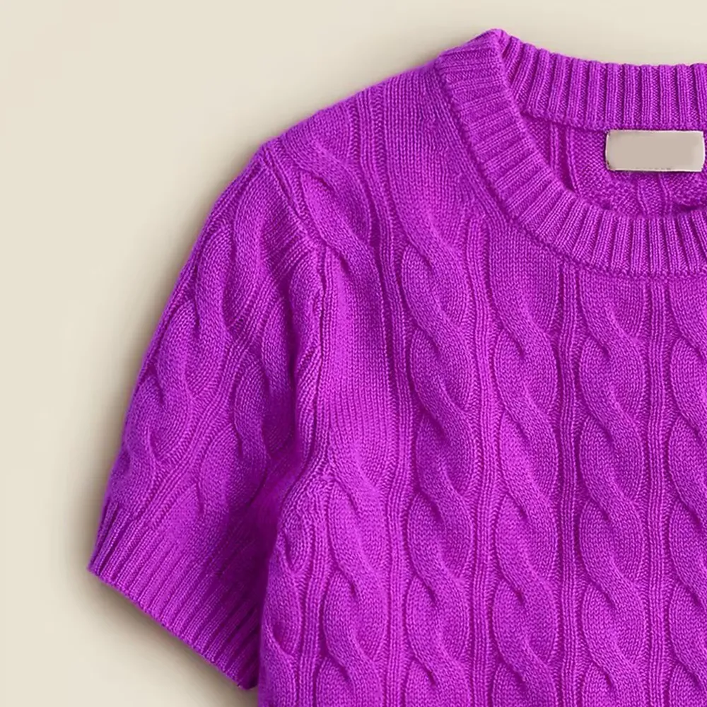 Cashmere cable-knit T-shirt