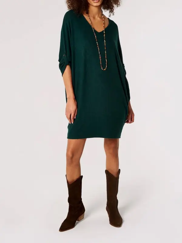 Soft Batwing Cocoon Mini Dress