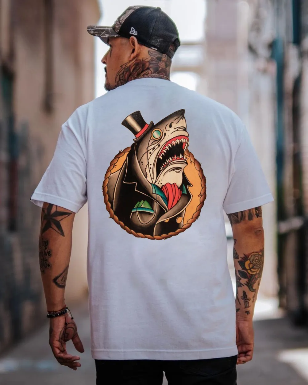 Ferocious Gentleman Shark Printed Men's T-shirt