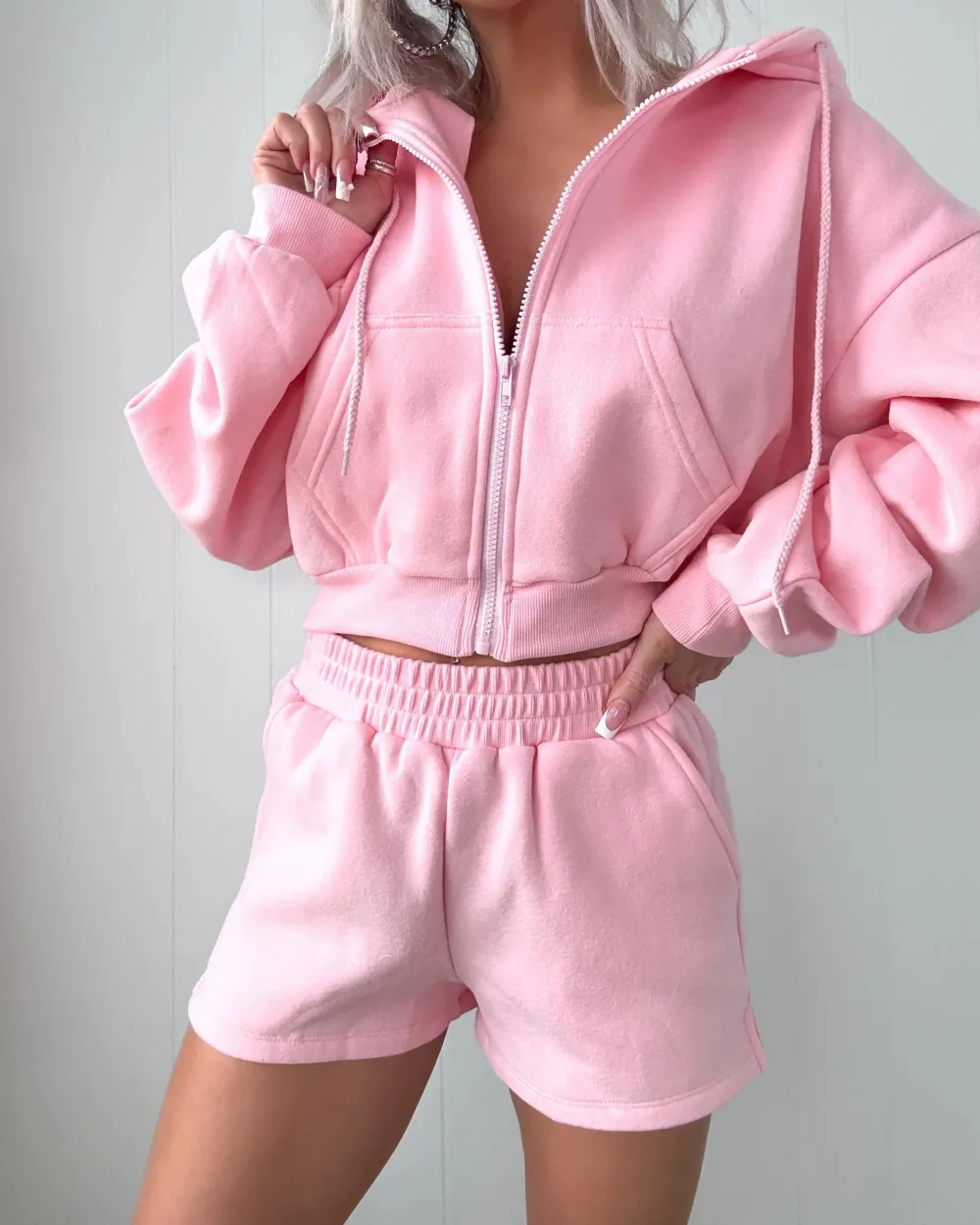 Snuggle Squad Fleece Shorts Set - Pink