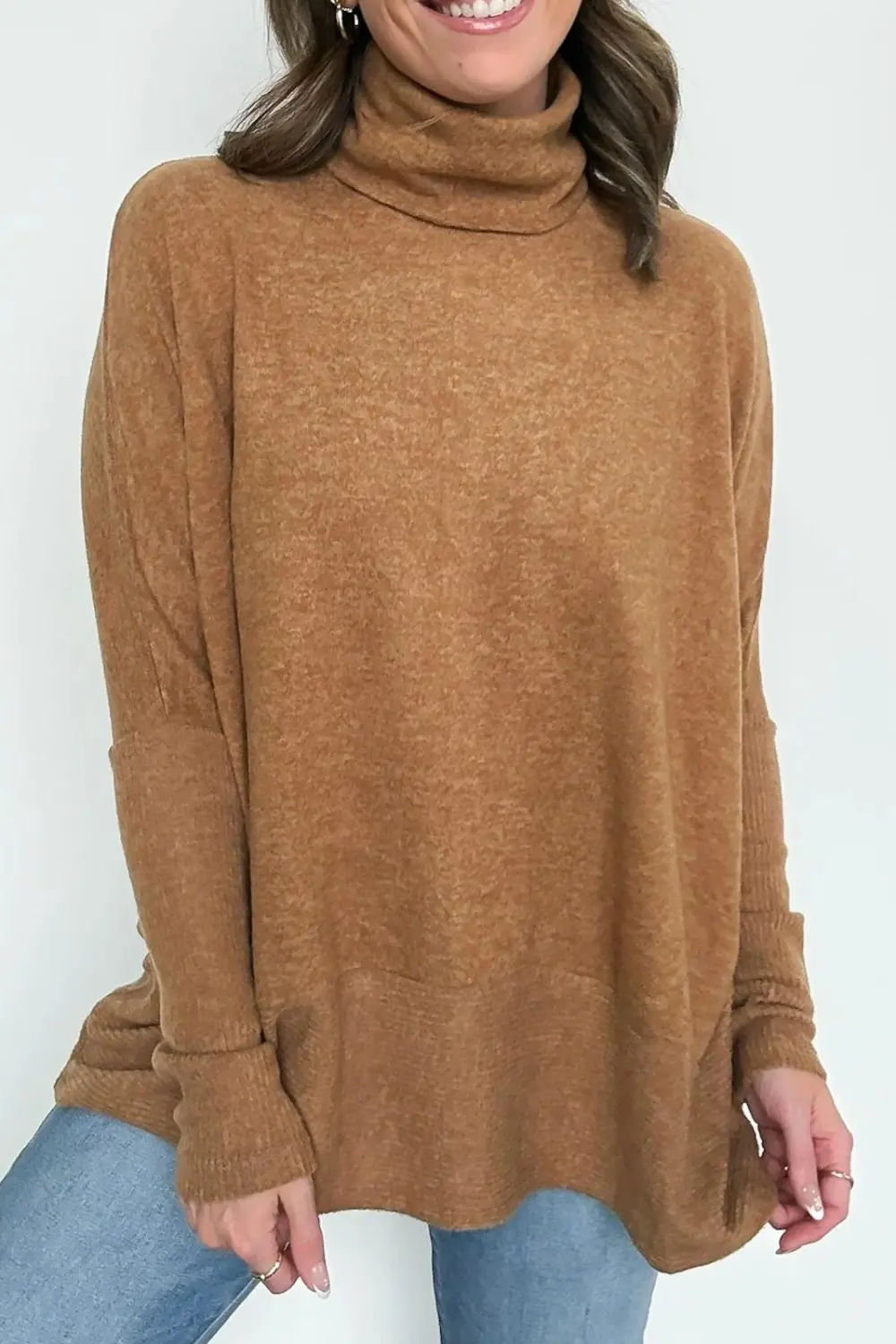 Turtleneck Melange Knit Sweater