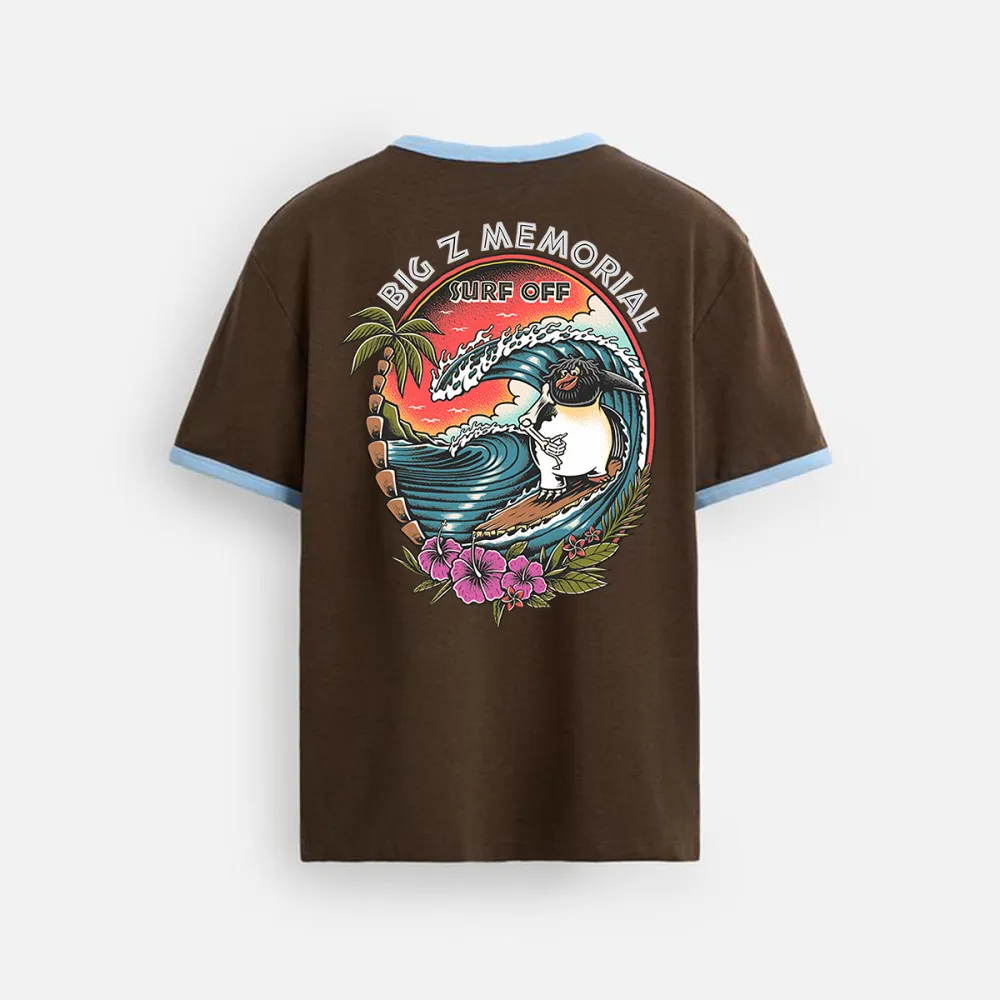 Beach Surfing Printed Color-Matching T-Shirt