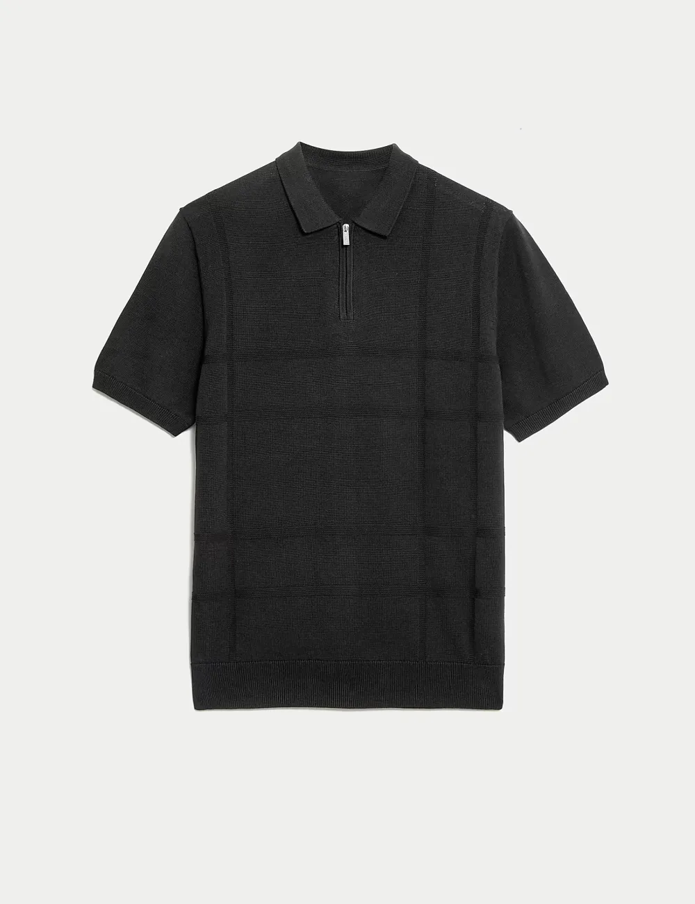 Cotton Modal Zip Up Knitted Polo Shirt