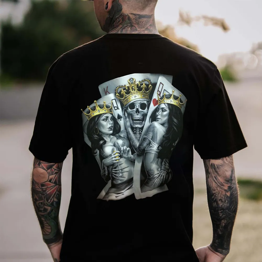 Poker Skull King Printed Men's T-shirt