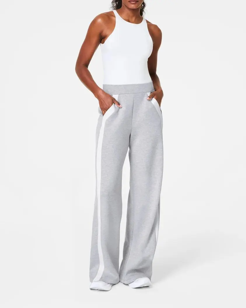 Light Heather Grey Striped Track Pant