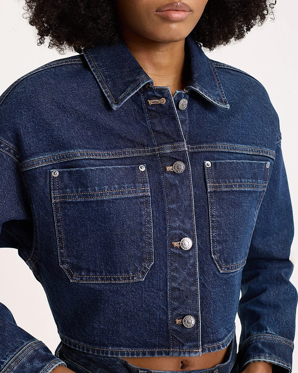 Dark Wash Cropped Denim Shacket